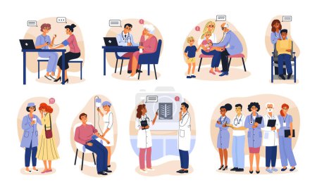 Téléchargez les photos : Illustrations de travailleurs de la santé en design plat - en image libre de droit