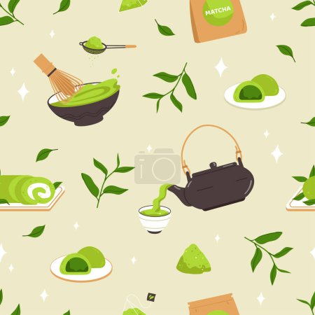 Photo for Matcha tea pattern in flat design - Royalty Free Image