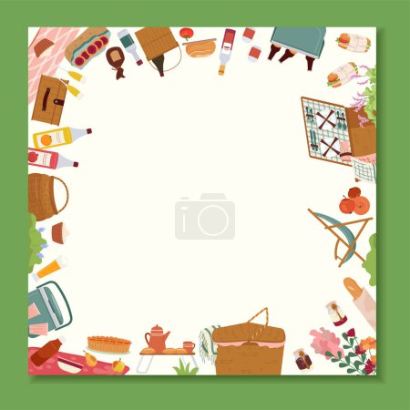 Photo for Picnic frame in flat design - Royalty Free Image