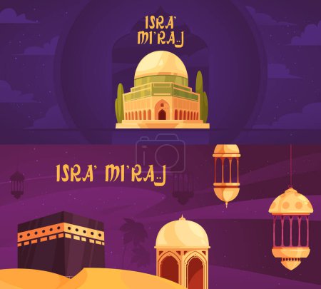 Isra Miraj banner in flat design