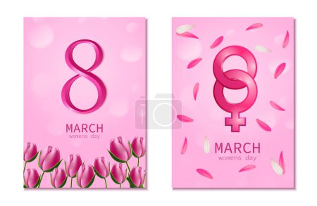 Photo for Realistic Womens day cards set - Royalty Free Image