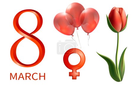 Photo for Realistic Womens day elements set - Royalty Free Image