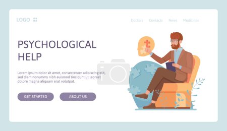 Photo for Mental health landing page in flat design - Royalty Free Image