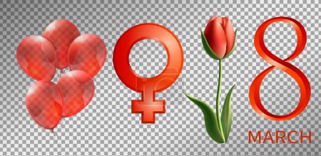 Photo for Realistic Womens day set on transparent background - Royalty Free Image