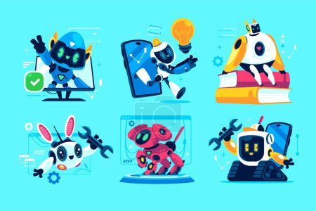 Photo for Robots in flat cartoon style - Royalty Free Image