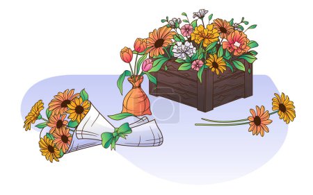 Téléchargez les photos : Illustration florale dessinée à la main - en image libre de droit