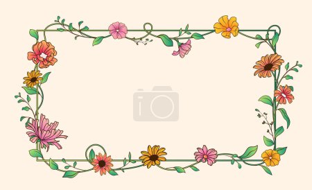 Téléchargez les photos : Cadre à ressort floral dessiné à la main - en image libre de droit