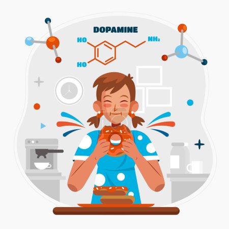 Photo for Hormones and Molecules flat cartoon composition - Royalty Free Image