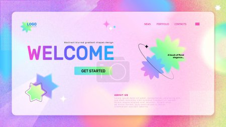 Photo for Blurred gradient realistic shapes landing page template with col - Royalty Free Image