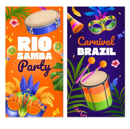 Photo for Realistic brazilian carnival vertical banner template collection - Royalty Free Image