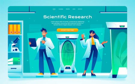 Photo for Science lab landing page in gradient style - Royalty Free Image