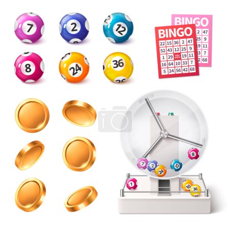 Photo for Realistic Bingo original element set collection with lottery car - Royalty Free Image