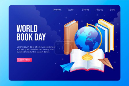 Día Mundial del Libro landing page de dibujos animados