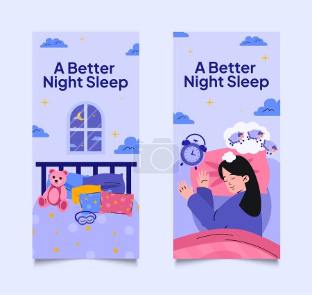 Bedtime banner template in hand drawn design