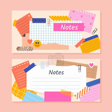 Photo for Paper notes hand drawn banner set - Royalty Free Image