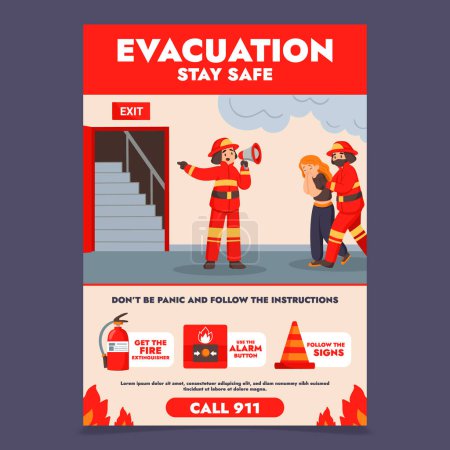 Foto de Cartel de evacuación en diseño plano - Imagen libre de derechos