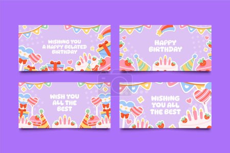 Téléchargez les photos : Stickers anniversaire coloré collection de cartes horizontales - en image libre de droit