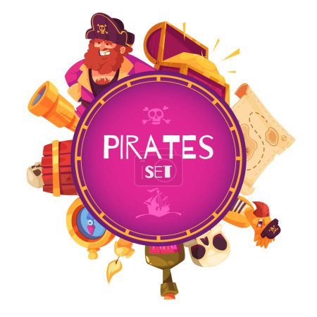 Photo for Pirate adventure background in flat design - Royalty Free Image