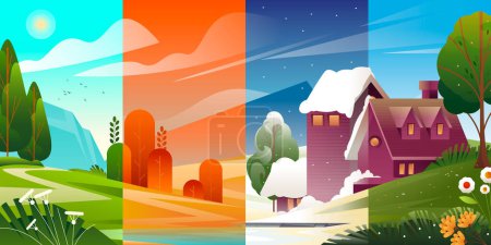 Foto de Composición de cuatro estaciones en estilo gradiente - Imagen libre de derechos