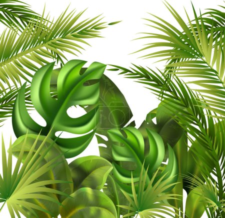 Foto de Composición realista de la selva con hojas tropicales - Imagen libre de derechos