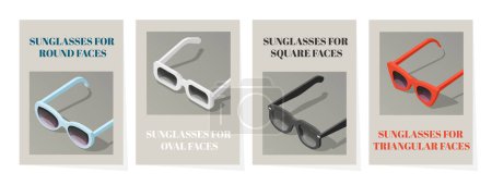 Photo for Sunglasses cards in isometric view - Royalty Free Image