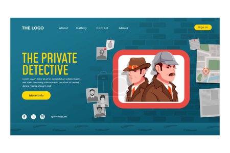 Photo for Detective logo hand drawn landing page - Royalty Free Image