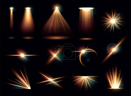 Realistic bright light effects set