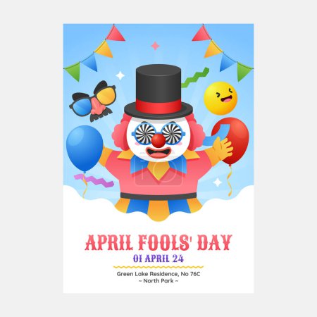 April Fools Day poster in flat design