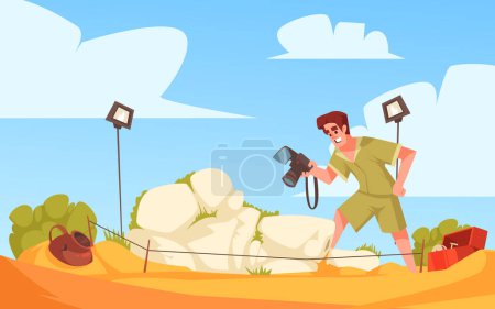 Photo for Hand drawn flat archeology composition background - Royalty Free Image