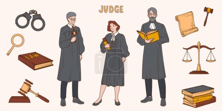 Photo for Hand drawn judge element set collection - Royalty Free Image