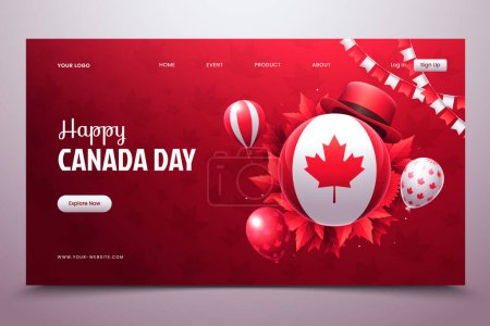 Photo for Canada day landing page in realistic style - Royalty Free Image
