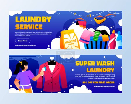 Laundry service banners in flat design