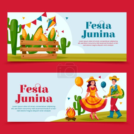 Festa Junina banners in flat design