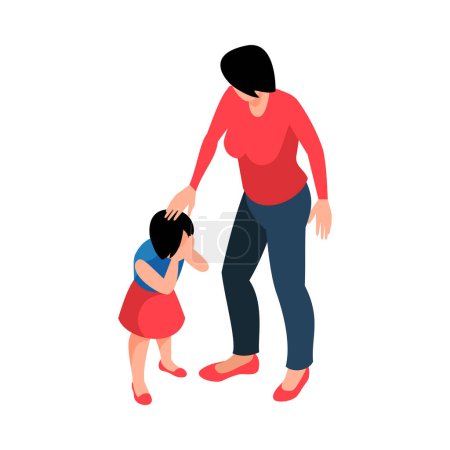 Ilustración de Icono isométrico maternidad con mamá y llorando hija 3d vector ilustración - Imagen libre de derechos