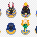 Egypt gods set of isolated icons on transparent background with colorful avatar images of mythological figures vector illustration