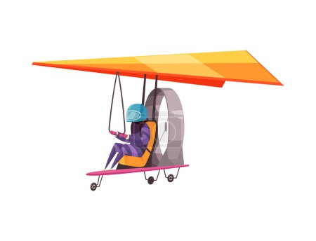 Illustration for Ultralight trike flying with pilot cartoon vector illustration - Royalty Free Image