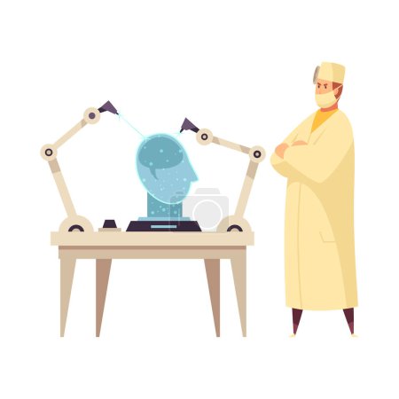 Illustration for Modern science laboratory with scientist performing tests cartoon vector illustration - Royalty Free Image