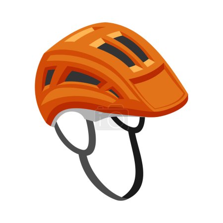 Téléchargez les illustrations : Isométrique orange casque vélo accessoire icône 3d vecteur illustration - en licence libre de droit