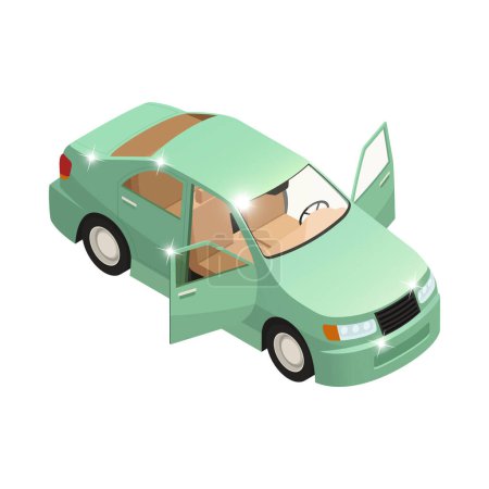 Ilustración de Auto concesionario salón icono isométrico con el nuevo brillante automóvil 3d vector ilustración - Imagen libre de derechos