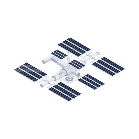 Ilustración de Icono de la estación espacial isométrica en el fondo blanco 3d vector ilustración - Imagen libre de derechos