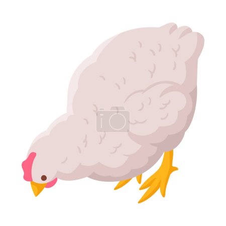 Illustration for Isometric white hen on blank background 3d vector illustration - Royalty Free Image