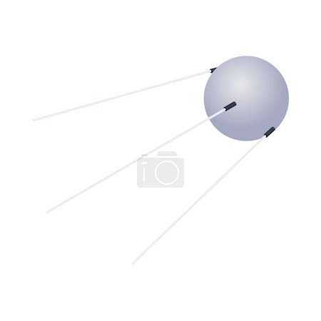 Illustration for First artificial satellite isometric icon on white background 3d vector illustration - Royalty Free Image