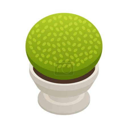 Illustration for Green bush in white outdoor pot 3d isometric icon vector illustration - Royalty Free Image