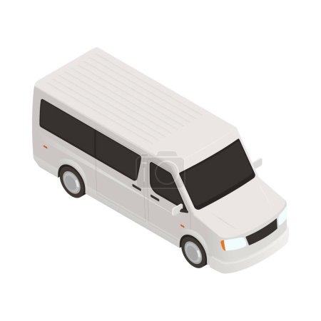 Illustration for White van isometric icon on blank background 3d vector illustration - Royalty Free Image
