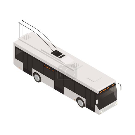 Illustration for Isometric white trolleybus 3d vector illustration - Royalty Free Image