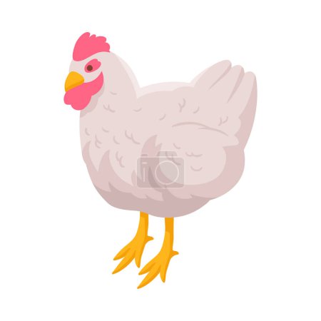 Illustration for Isometric white rooster on blank background 3d vector illustration - Royalty Free Image