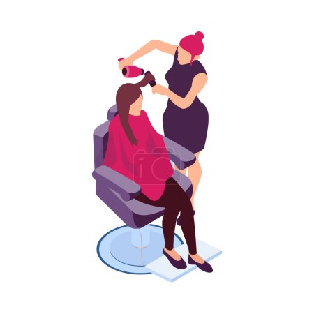 Illustration for Isometric barbershop hairdressing composition with hair styling salon images on blank background vector illustration - Royalty Free Image
