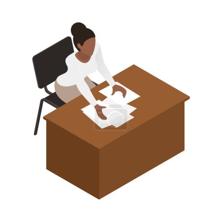 Ilustración de Oficina de negocios gente composición isométrica con el carácter humano del trabajador de oficina ilustración vectorial aislado - Imagen libre de derechos