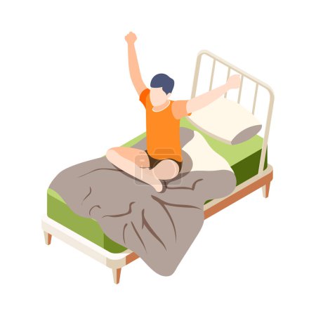 Illustration for Human circadian rhythms isometric composition with human character and fatigue lack of sleep drowsiness image vector illustration - Royalty Free Image