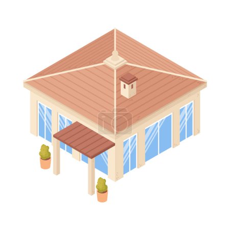 Photo for Isometric beach house tropic holidays people composition with isolated tropical relax elements vector illustration - Royalty Free Image
